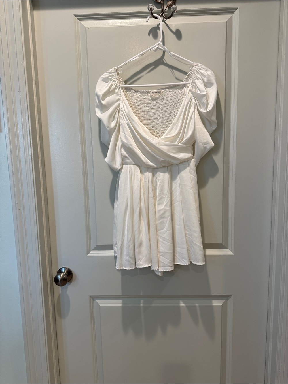Mustard Seed White Puff-Sleeve Wrap Tunic